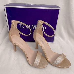 Top Moda Sloan Champagne Sparkle Open Toe Heels Size 7.5